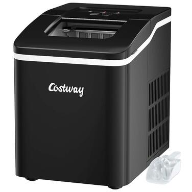 Льодогенератор COSTWAY Ice Cube Machine 12 кг/24 год, включаючи ложку для кубиків льоду, резервуар 1,6 л, 120 Вт, чорний