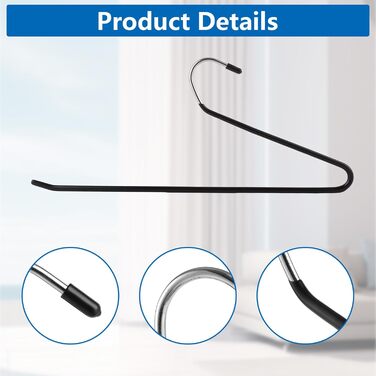 Вішалки для штанів VIDETOL, 35 шт., метал, 35x15 см, неслизькі, для джинсів, штанів, рушників, костюмних штанів