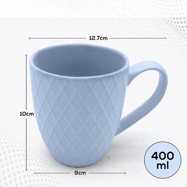 Мл - Набір кавових чашок / кухлів-сучасна керамічна чашка матова-кавова чашка великого розміру-Колекція Palmanova (Ocean, 6 шт., 400