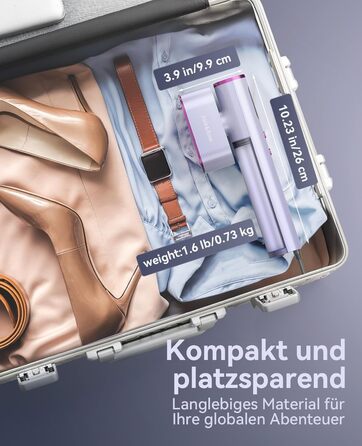 Jack & Rose Дампфглеттер: Портативний праска-парогенератор для подорожей, 1000W, 110-240V, 2-в-1, Швидкий нагрів 15с, Violet