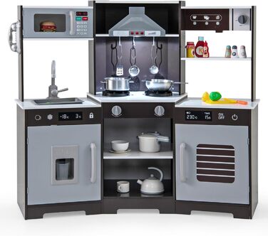 Кухонний набір DREAMADE для дітей: дерев'яна кухонка з аксесуарами, світло та звук, від 3 років (колір: коричневий)