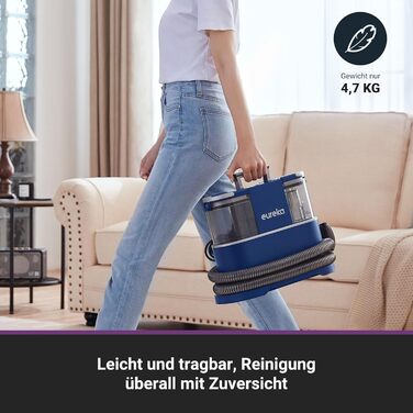 Eureka NEY100: Миючий пилосос для килимів та м'яких меблів | для диванів, килимків, оббивки, авто | Насадки для сухого та вологого прибирання, 12500Pa, 1,5L бак для води