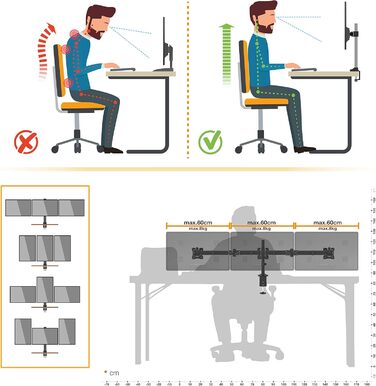 Підставка для монітора RICOO на 2 монітори, Dual Monitor Arm, TS7811, для комп'ютерів та ігор, 13-27 дюймів