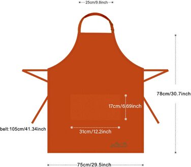 Фартух Viedouce з 2 упаковок, водонепроникний фартух шеф-кухаря з кишенями, Регульований кухонний фартух, фартух для барбекю, нагрудний фартух, кухонний фартух (Помаранчевий)