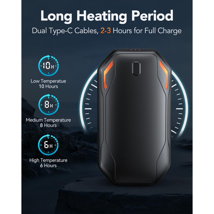 Електричні грілки для рук PHEJIE, 2 шт. з підзарядкою, 3 режими нагріву, портативні, для активного відпочинку, кемпінгу, гольфу, подарунок для жінок та чоловіків, чорний