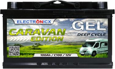 Гелева батарея 12 В 120 Ач Caravan Edition Сонячні батареї GEL Technology Батарея 12 В сонячна батарея, сонячна батарея Акумулятор для човнів Автофургони, Кемпінг для караванів (100 Ач)