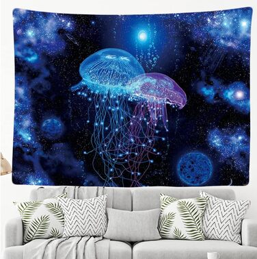 Психоделічна медуза Медуза Природні тварини - Гобелен - 200x150 см - Великий гобелен - Плакат - Принт на полотні - Аксесуари для спальні, вітальні, дитячої кімнати