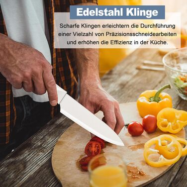 Набір кухонних ножів TEAMFAR з бруском, 15 предметів, нержавіюча сталь, антипригарне покриття