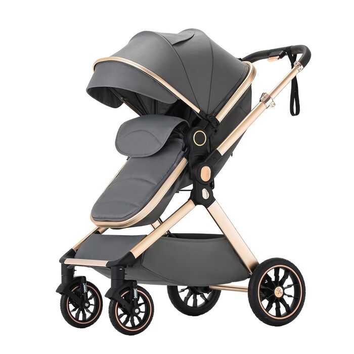 Дитячий візок 3 в 1 Kinderwagen Alltags Buggy, алюмінієва рама, темно-сірий (U9-X)