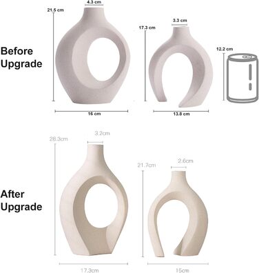 Керамічна ваза SUKIYPO, 2 шт. у наборі, бежева, сучасний дизайн, для дому, офісу, декору інтер'єру