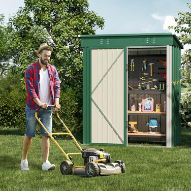 Металевий сарай для інструментів Bealife 180x162x95 см, сталевий садовий шоп, вуличний склад, господарський будиночок для двору, тераси, газону (Зелений)