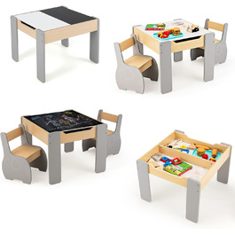 Дитячий стіл і стільці LIFEZEAL: комплект з місцем для зберігання, сірий