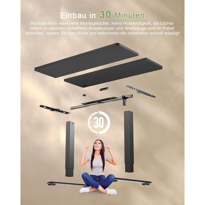 Електричний стіл JUMMICO з регулюванням висоти та USB-портом для зарядки, 100 x 60 см, білий (чорний)