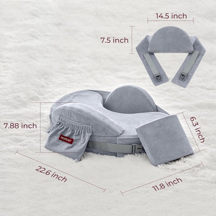 Подушка для годування Momcozy CozyPro – підтримка спини та рук, безпека, Memory Foam, ергономічна, для зручного годування