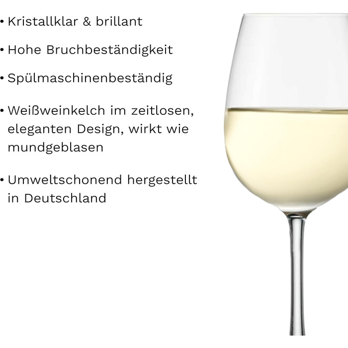 Бокали для білого вина Stölzle Lausitz Weinland 6 шт, 290 мл - Кришталеві келихи для червоного та білого вина, Німеччина