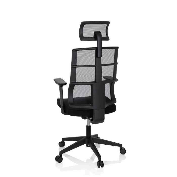 Офісне крісло / Крісло на коліщатках SPINIO PRO з сітчастою/тканинною оббивкою, чорного кольору, hjh OFFICE