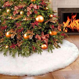Спідниця для ялинки, ковдра для різдвяної ялинки, Біла плюшева Різдвяна ковдра, кругла підставка для різдвяної ялинки, килим, Різдвяна прикраса на Різдво