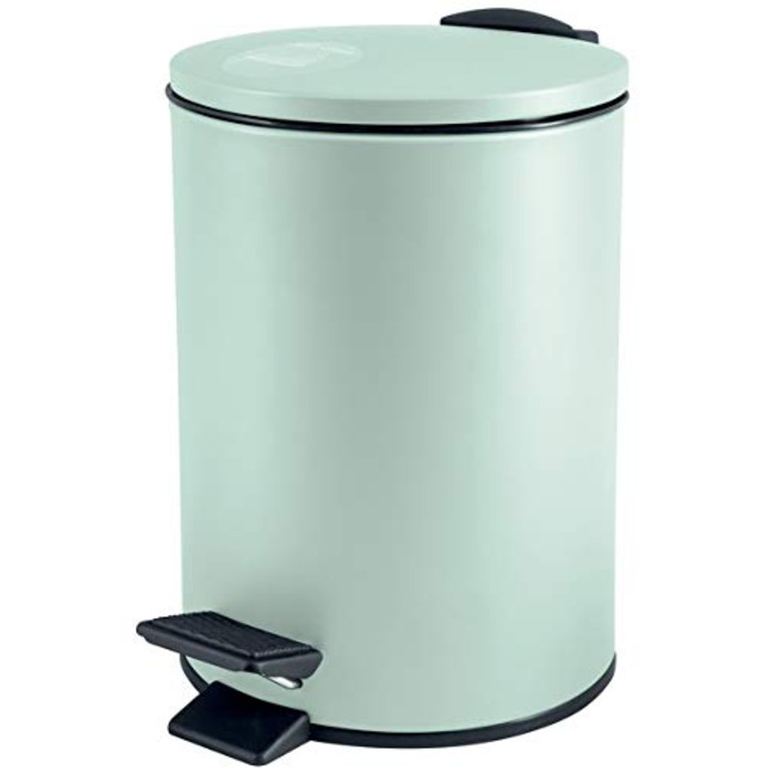 Косметичне відро Spirella об'ємом 3 літри з нержавіючої сталі з автоматичним опусканням і внутрішнім відром, відро для сміття Adelar для ванної кімнати, відро для сміття з м'якою кришкою (Ice Green)