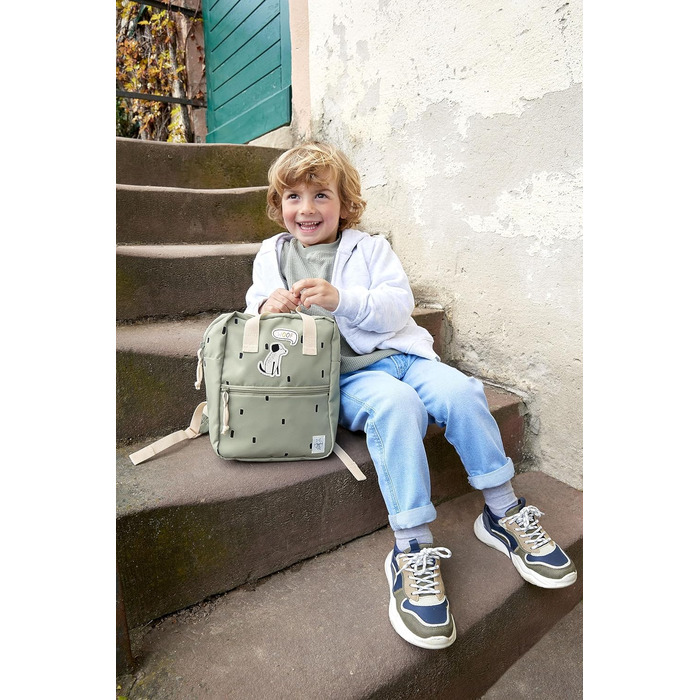 Рюкзак дитячий з нагрудним ременем Сумка для дитячого садка Рюкзак для дитячого садка 28 см, 5,5 л, 3 роки/Рюкзак Mini квадратний Happy Prints (оливковий)