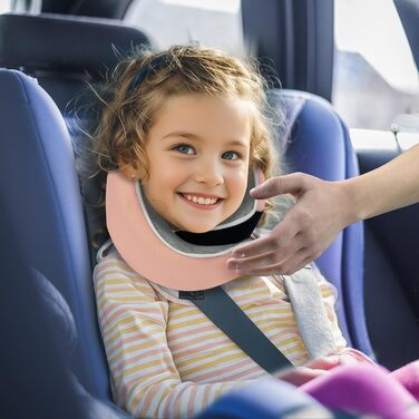 Подушка для шиї ProGlobe, 100% Memory Foam, ортопедична, для подорожей (літак, авто, поїзд), з маскою для сну, сітчаста сумка (світло-рожева)