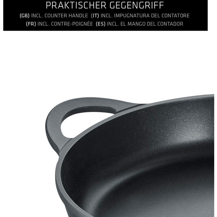 Сковорода Berndes Відень 24 см, підходить для всіх плит, сковорода з 3-шаровим антипригарним покриттям, індукція на всю поверхню, антипригарне покриття, чорна