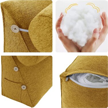 Подушка для спини, трикутна подушка для тіла, подушка для ліжка/дивану, жовта, 60 см