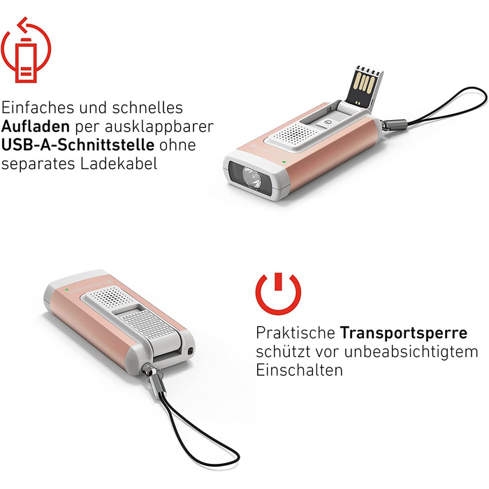 Брелок Ledlenser K6R, 400 люмен, що перезаряджається, з інтерфейсом USB-A, з червоним світлом (сірий) (сірий колір безпеки K6R)