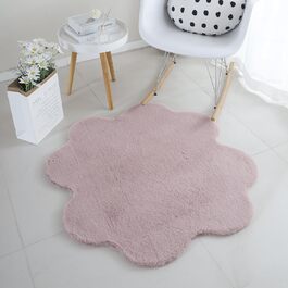 Дитячий килимок Квітковий дизайн Маленький килим зі штучного хутра рожевий 90x90 см - Волохатий пухнастий килимок для дитячої дівчинки та хлопчика Екстра м'який килимок, що миється - Килимок для дитячої кімнати 90x90 см Рожевий