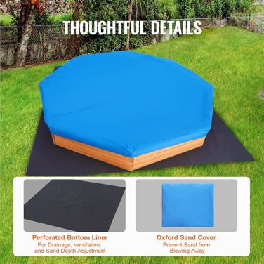 Дерев'яний пісочниця VEVOR з кришкою, восьмигранна пісочниця, пісочниця з 4 місцями для сидіння та підстилкою, дитяча пісочниця для саду, подарунок для хлопчиків та дівчаток віком 3–12 років, дерево + восьмигранна форма