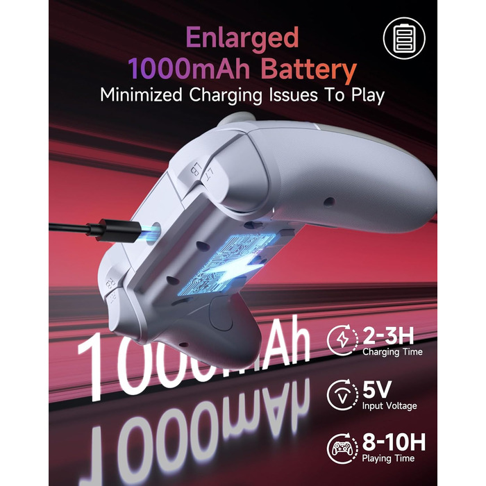 Бездротовий контролер EasySMX X20 з RGB підсвічуванням для PC, Switch, Android. 2 в 1 тригери, знімний джойстик, механічні кнопки, 6-осьовий гіроскоп, білий