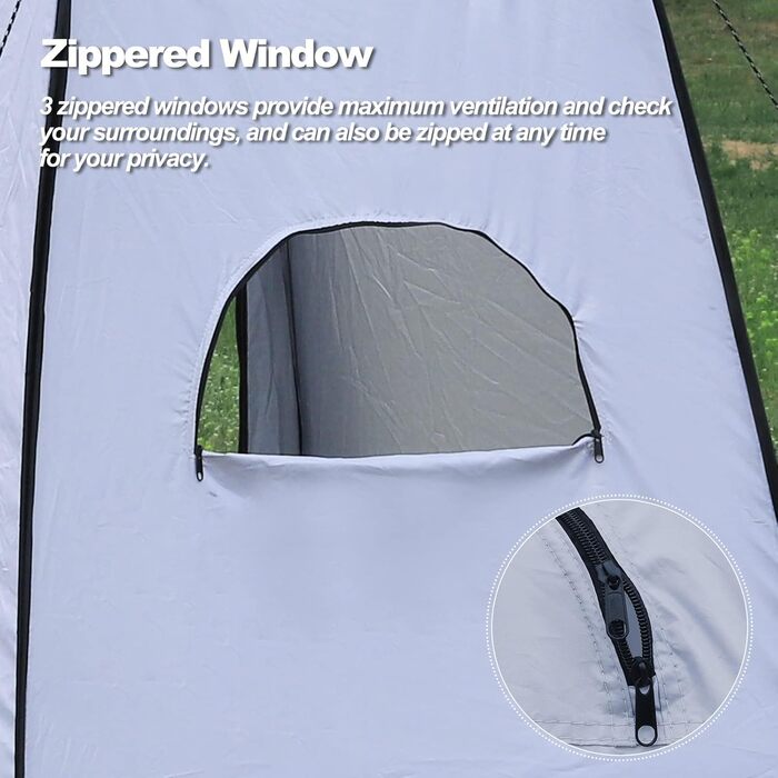 Намет-роздягальня Pop-Up для туалету, сірий, 150x150x190 см. Розкладний намет для туалету, душу, пляжу, риболовлі, кемпінгу. Водонепроникний, з UV-захистом, з сумкою для перенесення