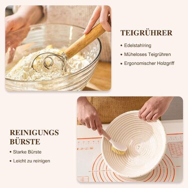 Набір для закваски Sauerteig Starter Set: 11 предметів, круглий гніт для хліба 23 см, повний набір аксесуарів для випікання хліба, подарунковий набір для початківців та досвідчених пекарів