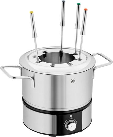 Електричний набір для фондю WMF Lono на 8 осіб: регулювання температури, індукційний горщик 1.2л, з нержавіючої сталі, з тримачем для виделок