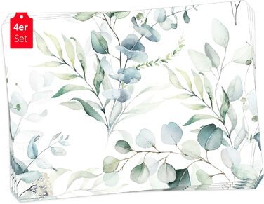 Набір килимків на стіл, 4 шт. з евкаліптовою фарбою, з вінілу (пластику), BPA-free, Made in Germany