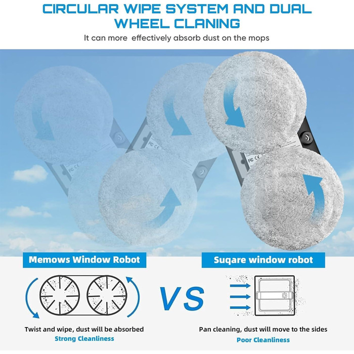 Робот для миття вікон 5600Pa з автоматичним подачею води, для внутрішніх та зовнішніх вікон, з інтелектуальною системою розпізнавання країв, 10 шматків мікрофібри