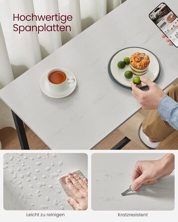 Барний стіл VASAGLE LBT140B73: промисловий дизайн, металевий каркас, 140 см, білий & чорний