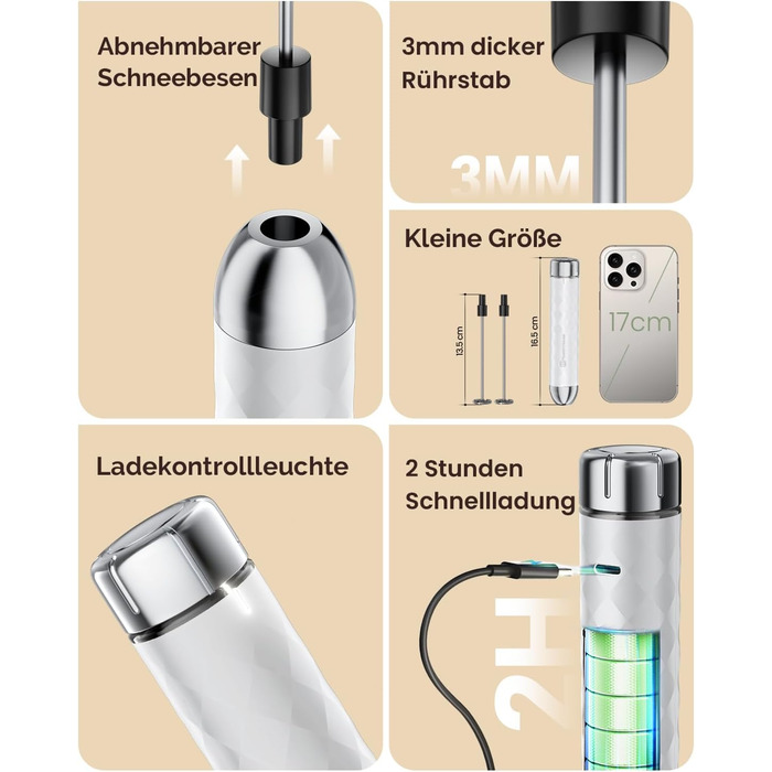 Електричний пінний міксер Maestri House LunaFro 2.0: бездротовий, з регулюванням швидкості та підставкою з нержавіючої сталі