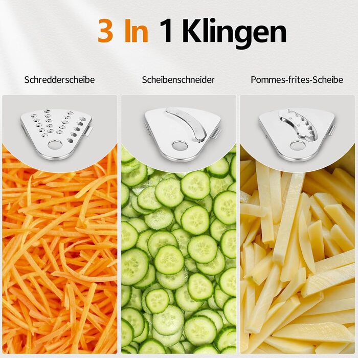 Кухонний комбайн Camic 1500W з мискою 2.5л, 6 програм, подрібнювач, нарізач, міксер, аксесуари, для дому, сріблястий