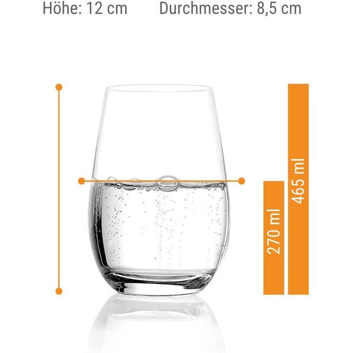 Склянки Штельцле-Лаузіц I Набір склянок для пиття 6 (465 мл) I Набір склянок для миття в посудомийній машині I Набір склянок для пиття з високою стійкістю до розбивання