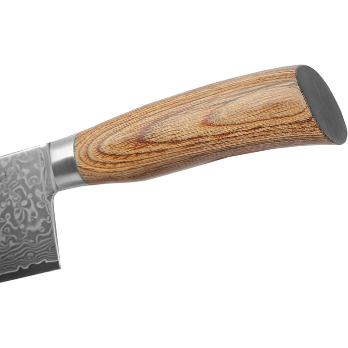 Японський ніж Wakoli EDIB Pro Nakiri з дамаської сталі (серцевина VG10), 18 см - гострий, точний та ергономічний. Ніж з ручкою з паккавуду в подарунковій коробці - для овочів та зелені, срібний.