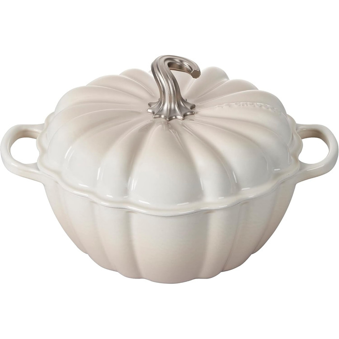 Кокотниця Le Creuset Figurale Kürbis, емальована чавунна, 4 л, білий колір з мідним ручками (Cocotte, Baiser)