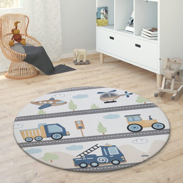 Домашній дитячий килимок Paco, круглий килимок для дитячої кімнати, дитячий килимок, нековзна зірка, місяць, слон, Веселка, розмір колір (діаметр 80 см, багатобарвний)
