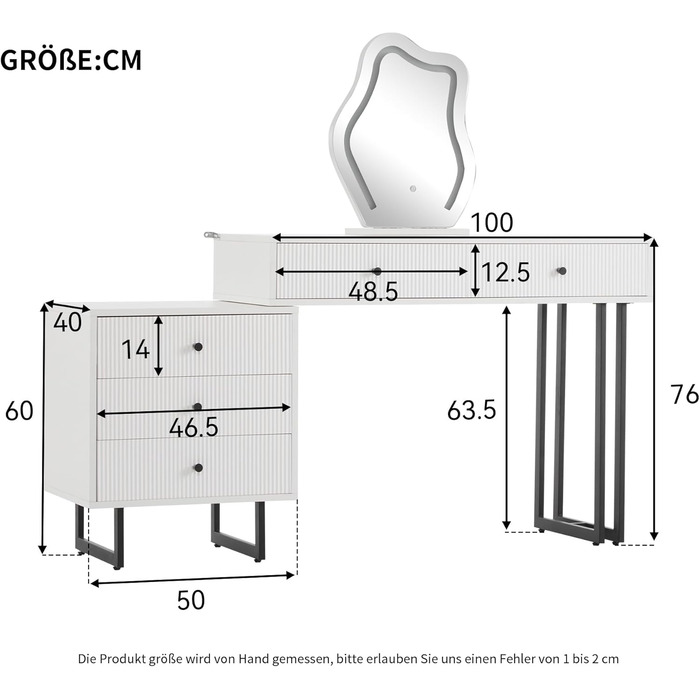 Сучасний туалетний столик ModernLuxe з дзеркалом та 5 шухлядами (100x76x40 см)