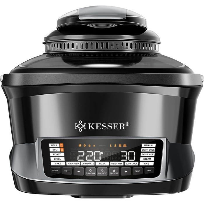 Мультиварка KESSER® 8л з фритюрницею та 16 програм. Гриль, випічка, тушкування, приготування на пару, рисоварка, йогуртниця, функція підігріву та повільного приготування. (Антрацит)