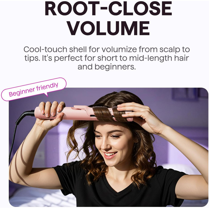 Локкенстаб Wavytalk 2-в-1: випрямляч та завивка з охолодженням 360°, рожевий, нагрів за 30 секунд