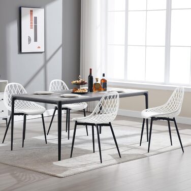 Стілець для їдальні, кухні, вітальні, балкон - сучасний, білий, пластик, металеві ніжки, комплект з 8 шт. K0018EZS-4