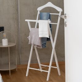 Діловий столик з масиву дерева, 3 кольори – готовий до збирання, столик-слуга для спальні, гардеробної, ванної кімнати та передпокою | Kleiderablage (Білий) Білий 1