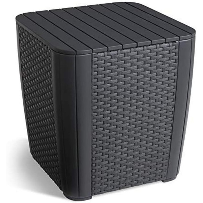 Садовий диван Allibert Victoria 2-місний ротанг сірий з подушками + садовий столик - вуличний, вологостійкий, 129x63x77 см