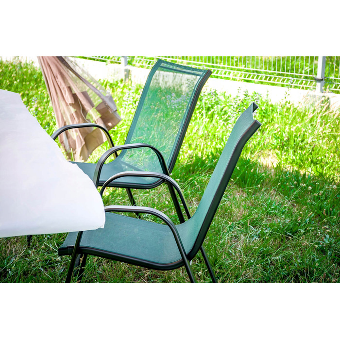 Комплект садових меблів: великий стіл (140x80) та 6 металевих стільців