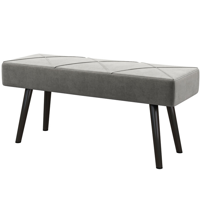 HOMCOM М'яка лавка Velvet Look Ліжко Лавка для передпокою X-Pattern до 120 кг Сіра 100x36x45 см для спальні